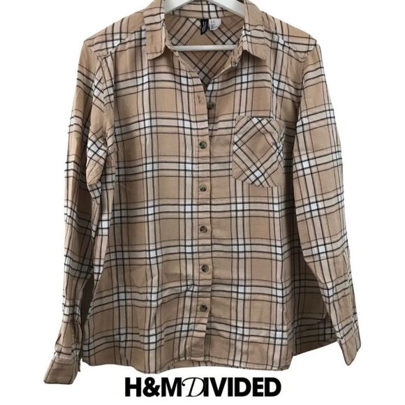 Divided Tops - H&M Divided tan plaid shirt